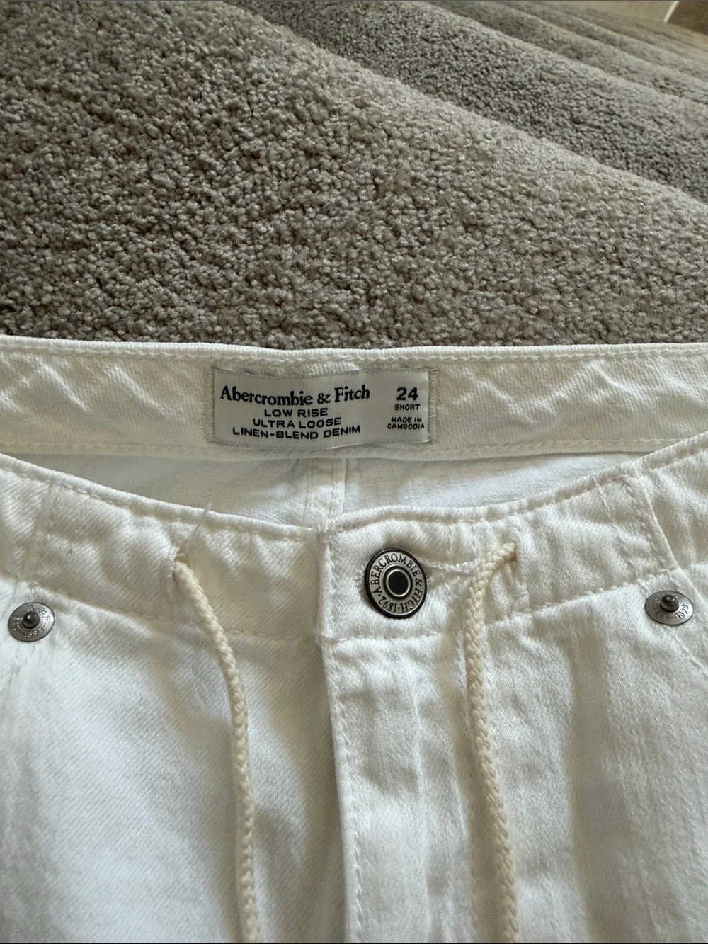 Abercrombie Linen-Blend Low Rise Ultra Loose Drawstring Jean